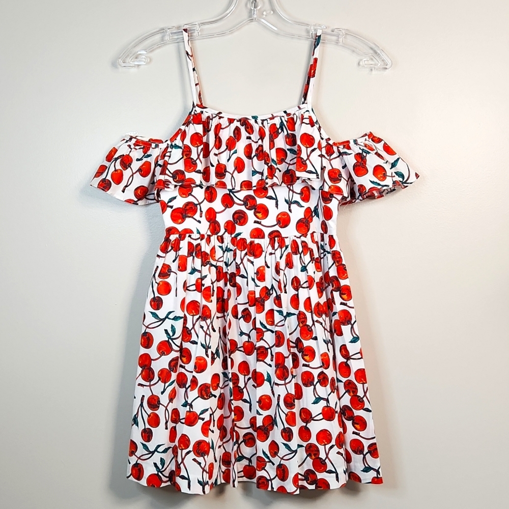 🍒 Milly Minis Girls Cherry Eden Cold Shoulder Dress Size 10 ~ EUC
